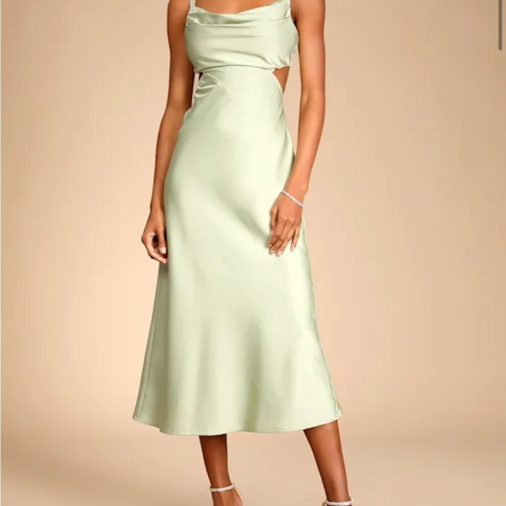 Lulu's Mint Green Strapless Cutout Slip Dress